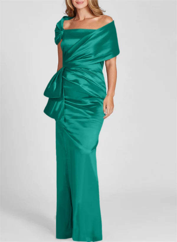 Off-the-Shoulder Floor-Length Sheath/Column Gown for the Mother of the Bride