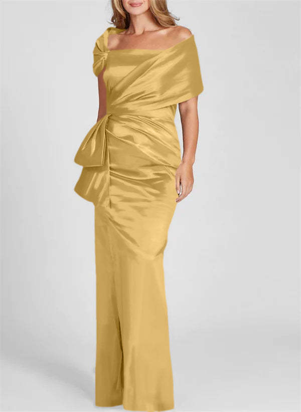 Off-the-Shoulder Floor-Length Sheath/Column Gown for the Mother of the Bride