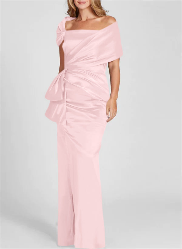 Off-the-Shoulder Floor-Length Sheath/Column Gown for the Mother of the Bride