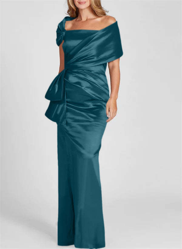 Off-the-Shoulder Floor-Length Sheath/Column Gown for the Mother of the Bride