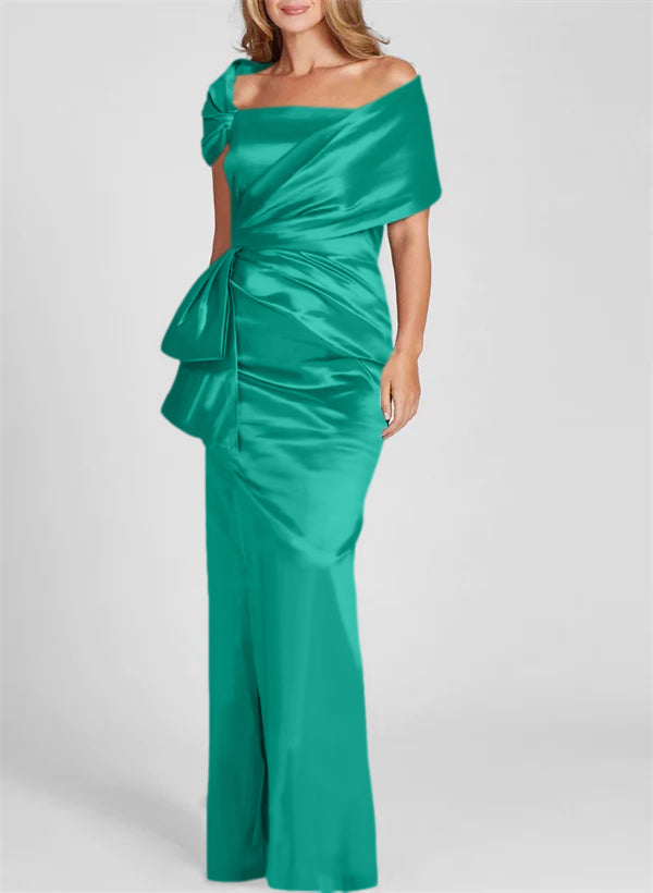 Off-the-Shoulder Floor-Length Sheath/Column Gown for the Mother of the Bride