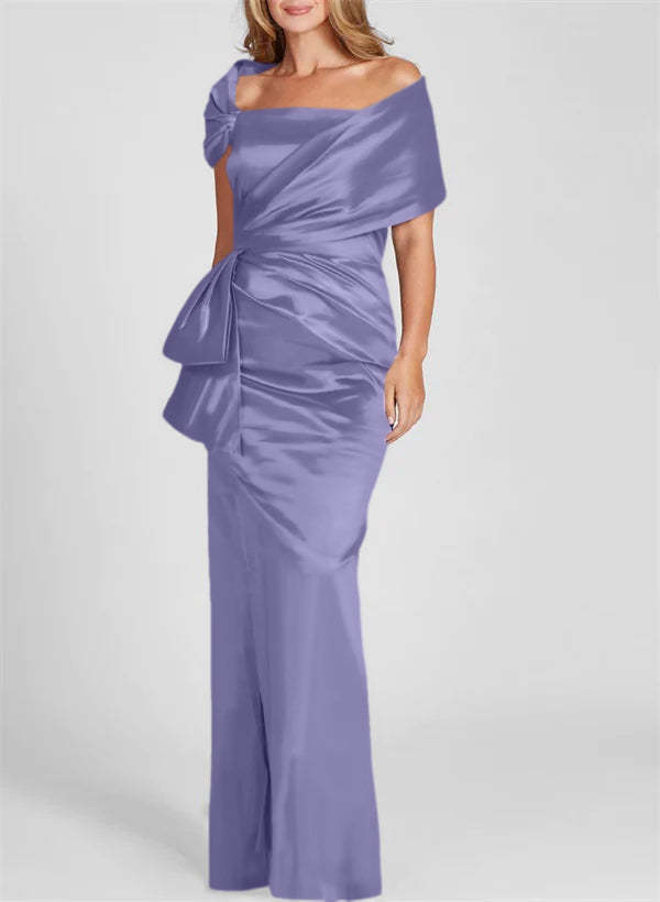 Off-the-Shoulder Floor-Length Sheath/Column Gown for the Mother of the Bride