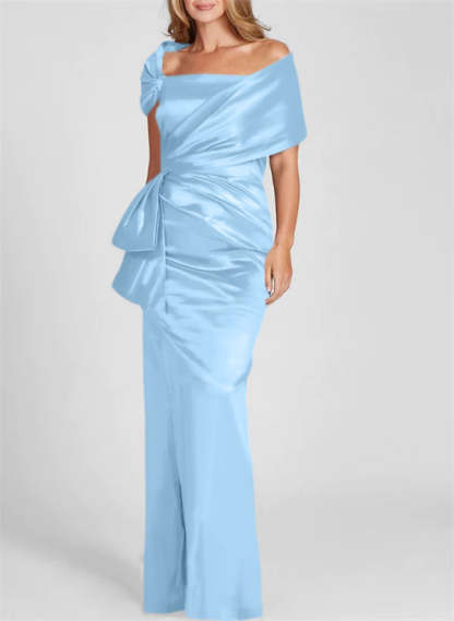 Off-the-Shoulder Floor-Length Sheath/Column Gown for the Mother of the Bride