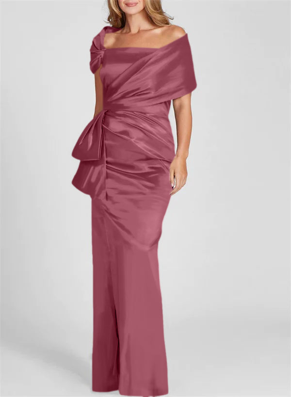 Off-the-Shoulder Floor-Length Sheath/Column Gown for the Mother of the Bride