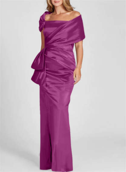 Off-the-Shoulder Floor-Length Sheath/Column Gown for the Mother of the Bride