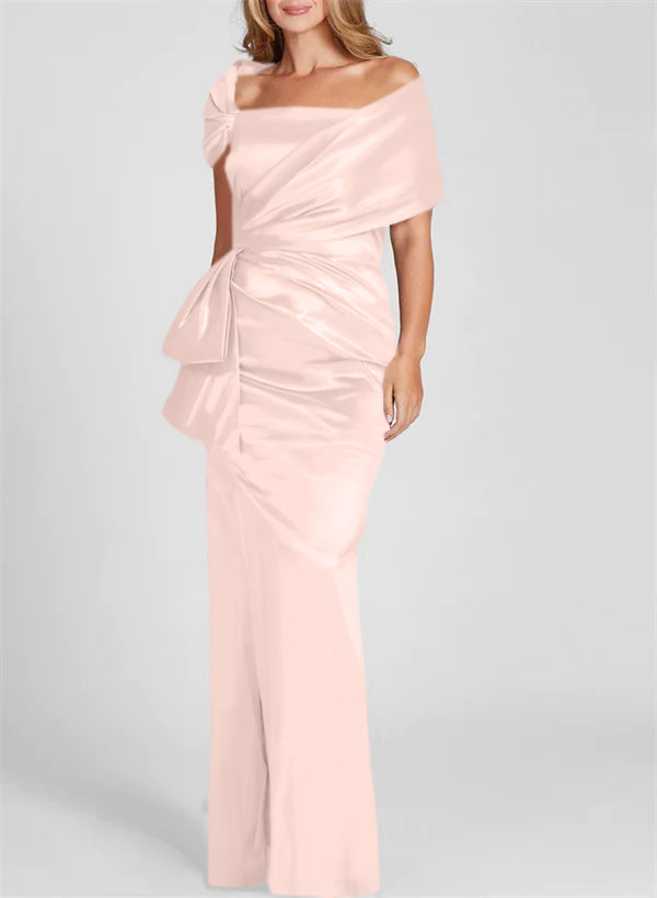 Off-the-Shoulder Floor-Length Sheath/Column Gown for the Mother of the Bride