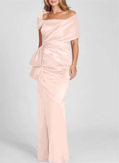 Off-the-Shoulder Floor-Length Sheath/Column Gown for the Mother of the Bride
