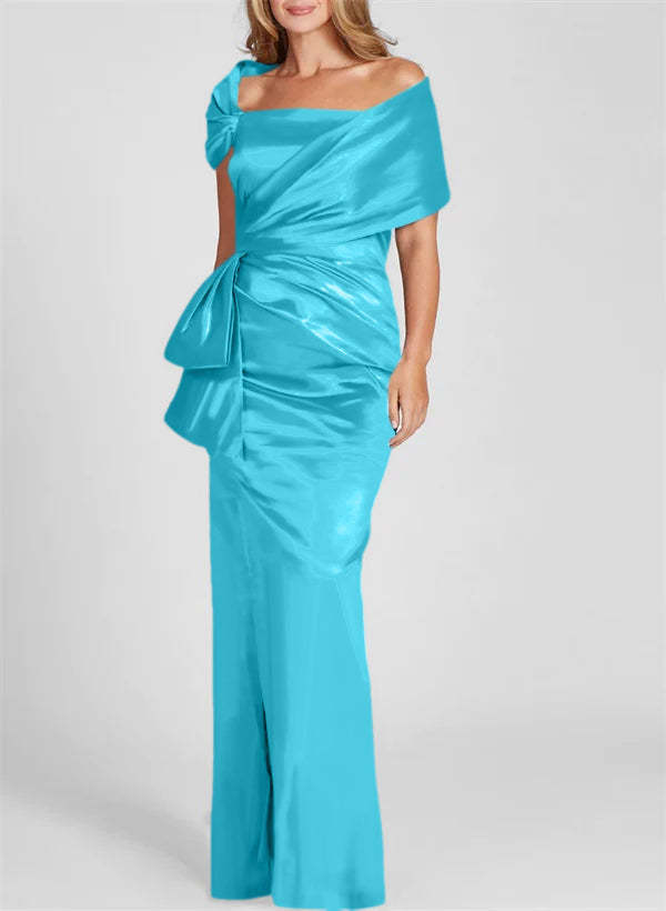 Off-the-Shoulder Floor-Length Sheath/Column Gown for the Mother of the Bride