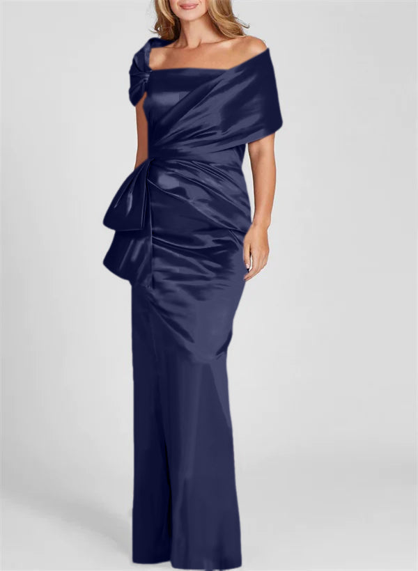 Off-the-Shoulder Floor-Length Sheath/Column Gown for the Mother of the Bride