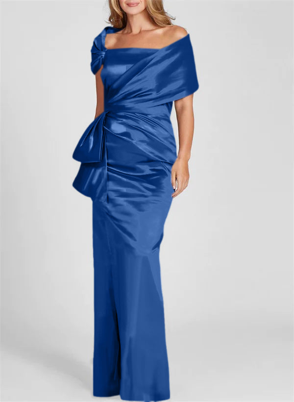 Off-the-Shoulder Floor-Length Sheath/Column Gown for the Mother of the Bride