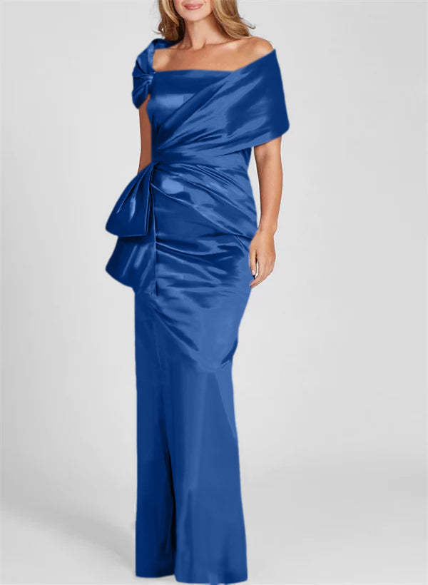 Off-the-Shoulder Floor-Length Sheath/Column Gown for the Mother of the Bride