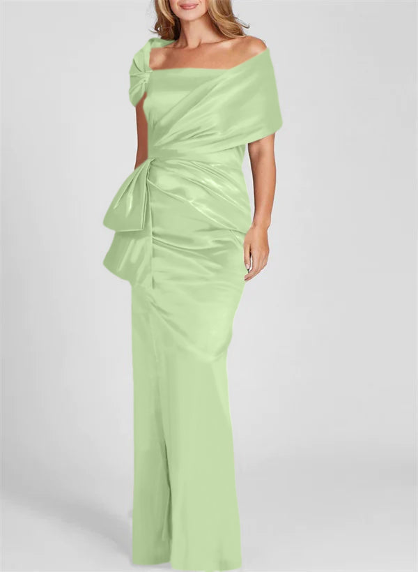 Off-the-Shoulder Floor-Length Sheath/Column Gown for the Mother of the Bride