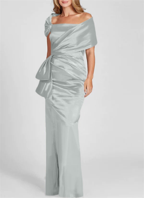Off-the-Shoulder Floor-Length Sheath/Column Gown for the Mother of the Bride