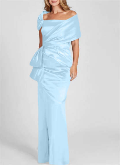 Off-the-Shoulder Floor-Length Sheath/Column Gown for the Mother of the Bride