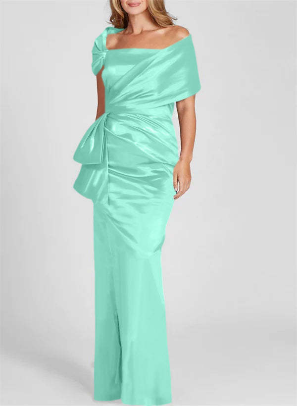 Off-the-Shoulder Floor-Length Sheath/Column Gown for the Mother of the Bride