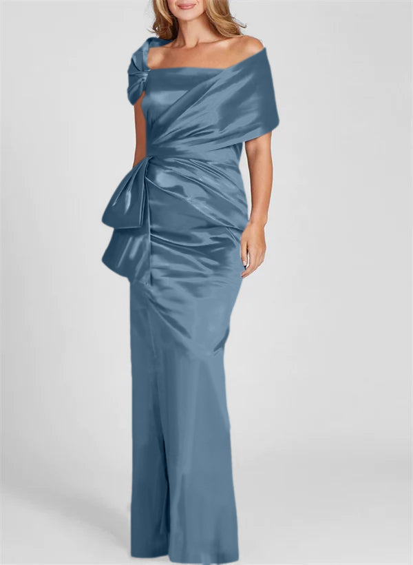 Off-the-Shoulder Floor-Length Sheath/Column Gown for the Mother of the Bride