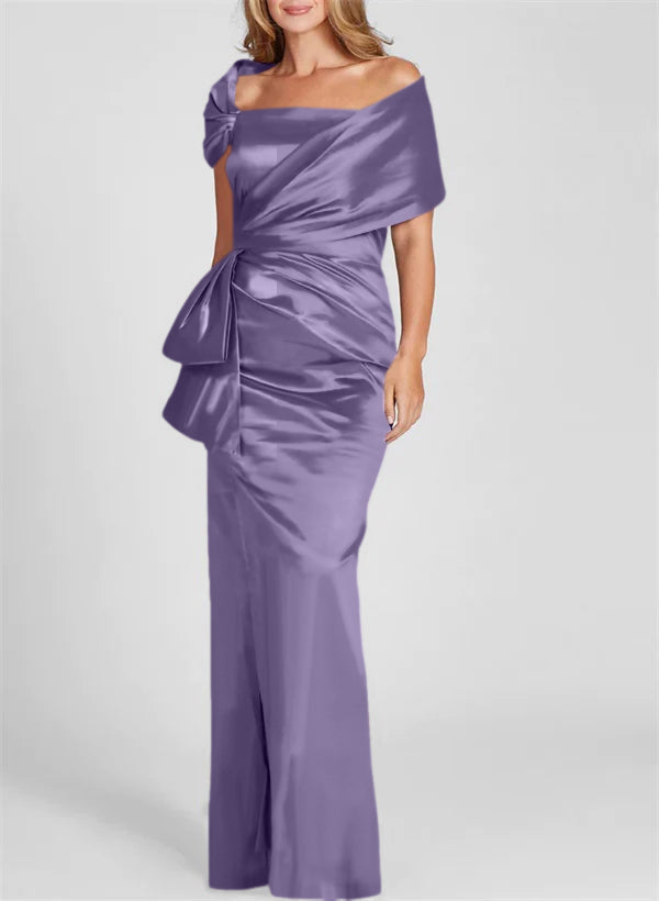Off-the-Shoulder Floor-Length Sheath/Column Gown for the Mother of the Bride