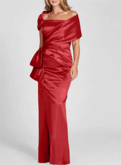 Off-the-Shoulder Floor-Length Sheath/Column Gown for the Mother of the Bride
