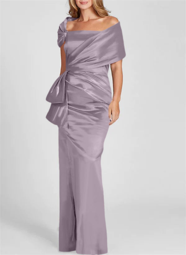 Off-the-Shoulder Floor-Length Sheath/Column Gown for the Mother of the Bride
