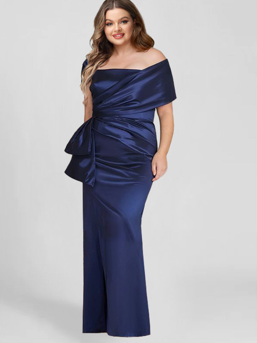 Off-the-Shoulder Floor-Length Sheath/Column Gown for the Mother of the Bride