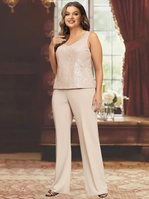 Plus Size Chiffon Pantsuits with Jacket for the Mother of the Bride