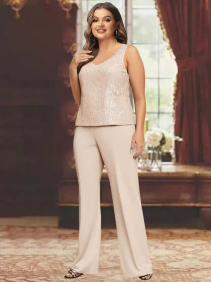 Plus Size Chiffon Pantsuits with Jacket for the Mother of the Bride