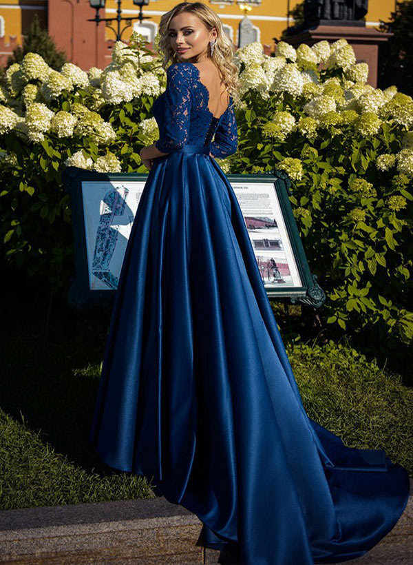 Mother of the Bride Satin A-Line/Princess Dresses Featuring Lace and Belt