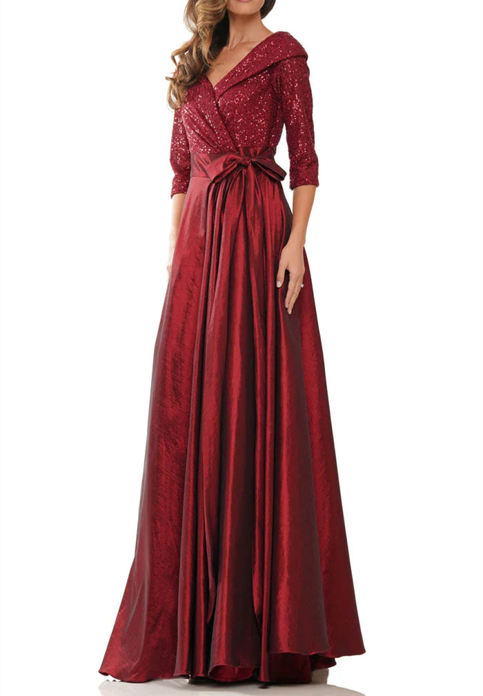V-Neck A-Line Princess Gown for the Mother of the Bride