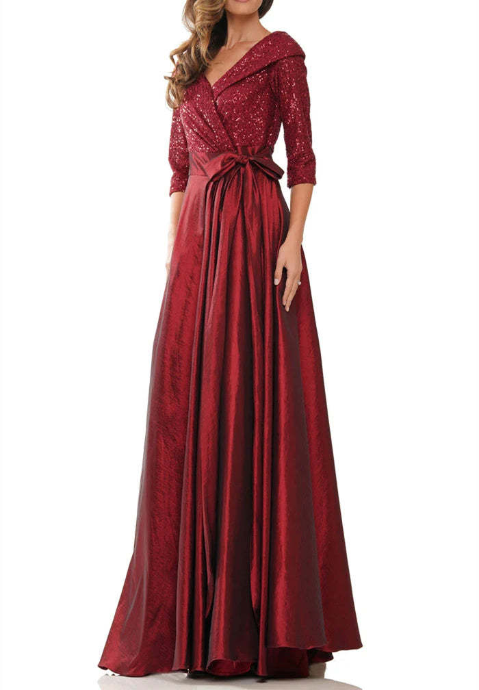 V-Neck A-Line Princess Gown for the Mother of the Bride