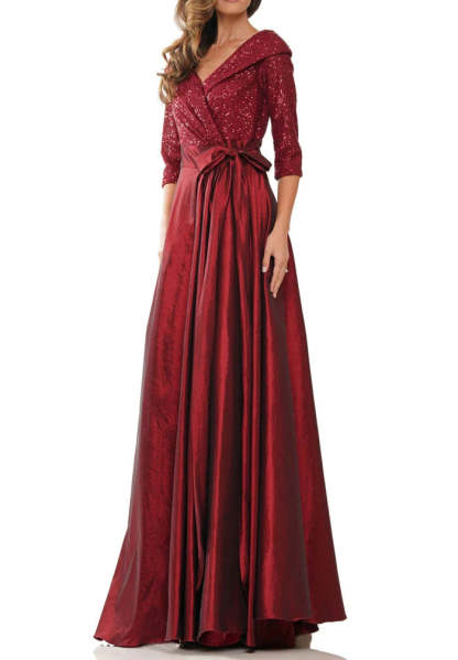 V-Neck A-Line Princess Gown for the Mother of the Bride
