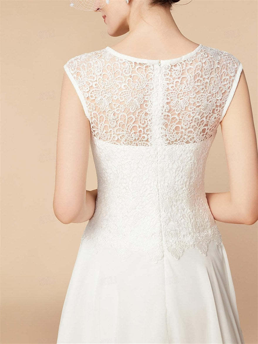 Knee-Length Mother of the Bride A-Line Dress with 3/4 Sleeves and Wraps