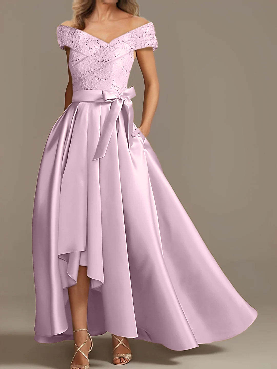 Off-the-Shoulder Asymmetrical A-Line Mother of the Bride Dresses with Ruffles