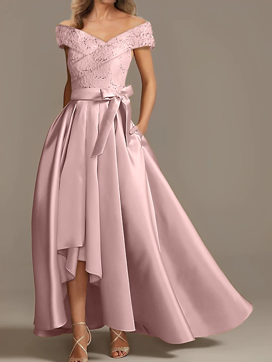 Off-the-Shoulder Asymmetrical A-Line Mother of the Bride Dresses with Ruffles