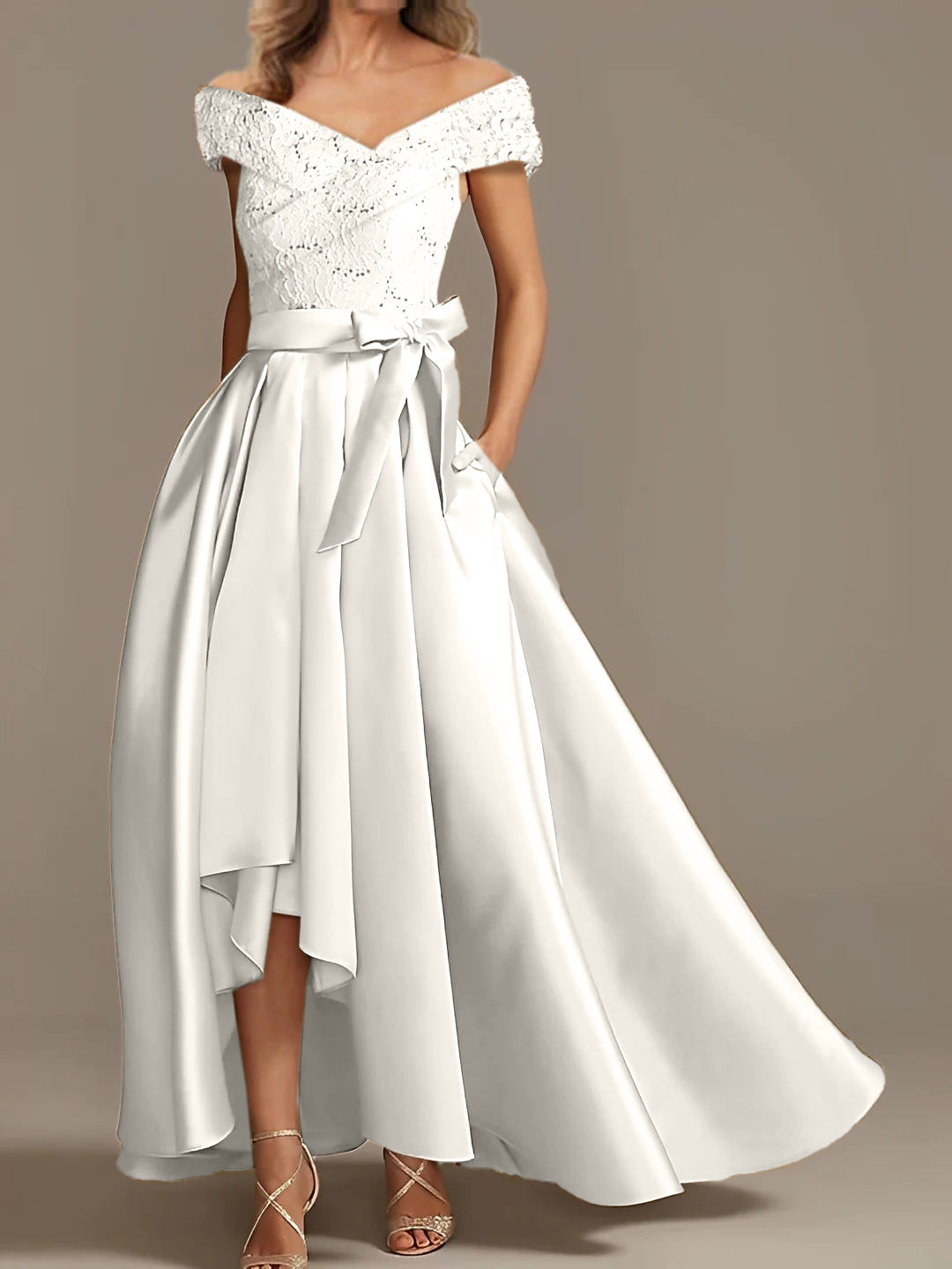 Off-the-Shoulder Asymmetrical A-Line Mother of the Bride Dresses with Ruffles