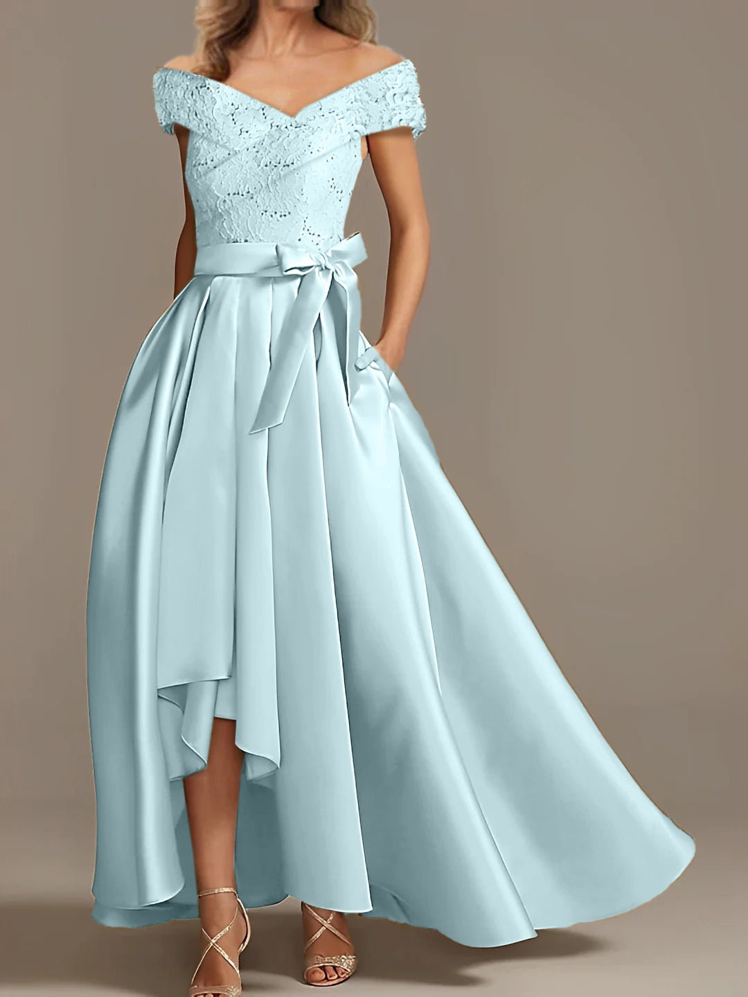 Off-the-Shoulder Asymmetrical A-Line Mother of the Bride Dresses with Ruffles