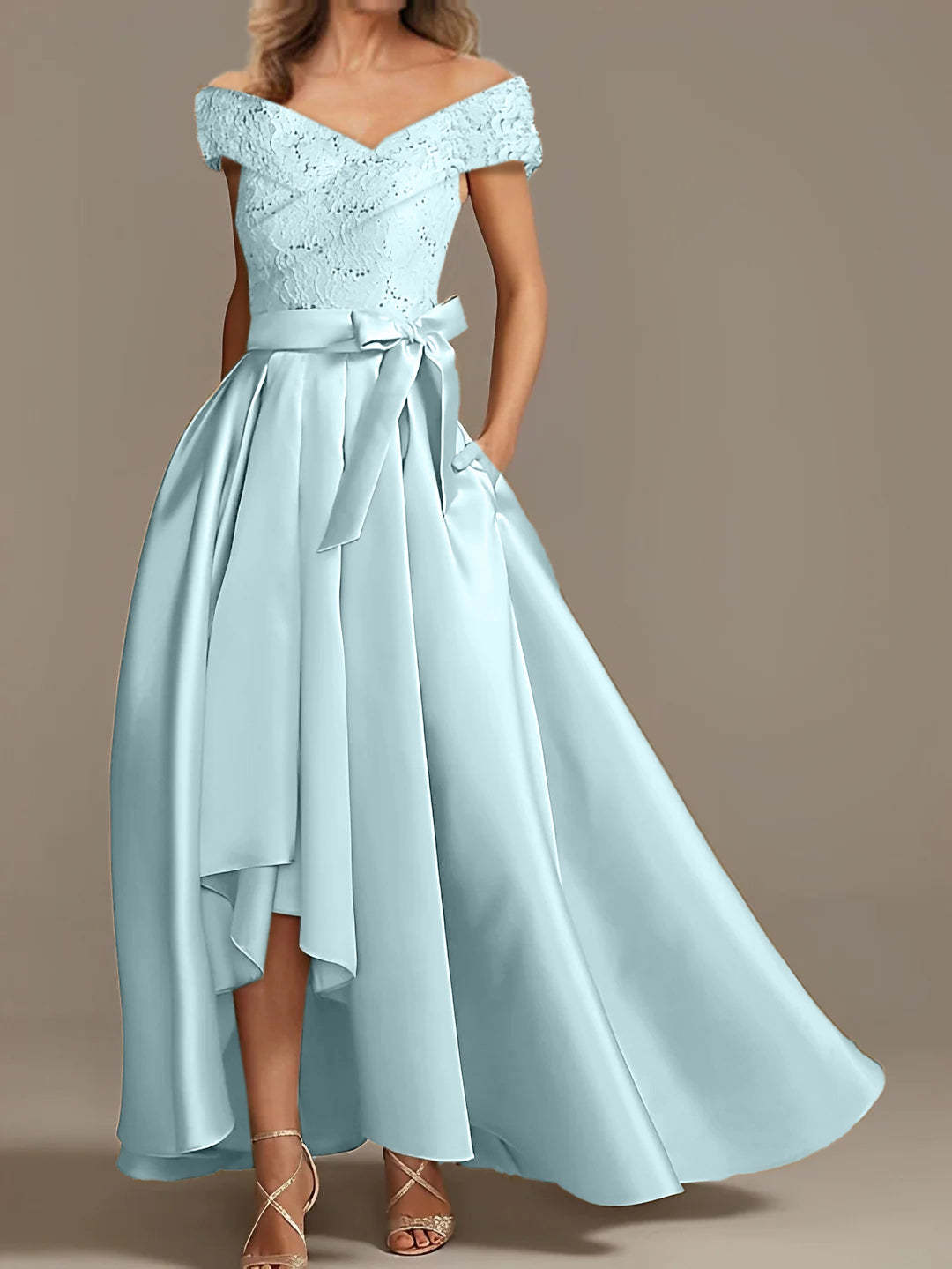 Off-the-Shoulder Asymmetrical A-Line Mother of the Bride Dresses with Ruffles
