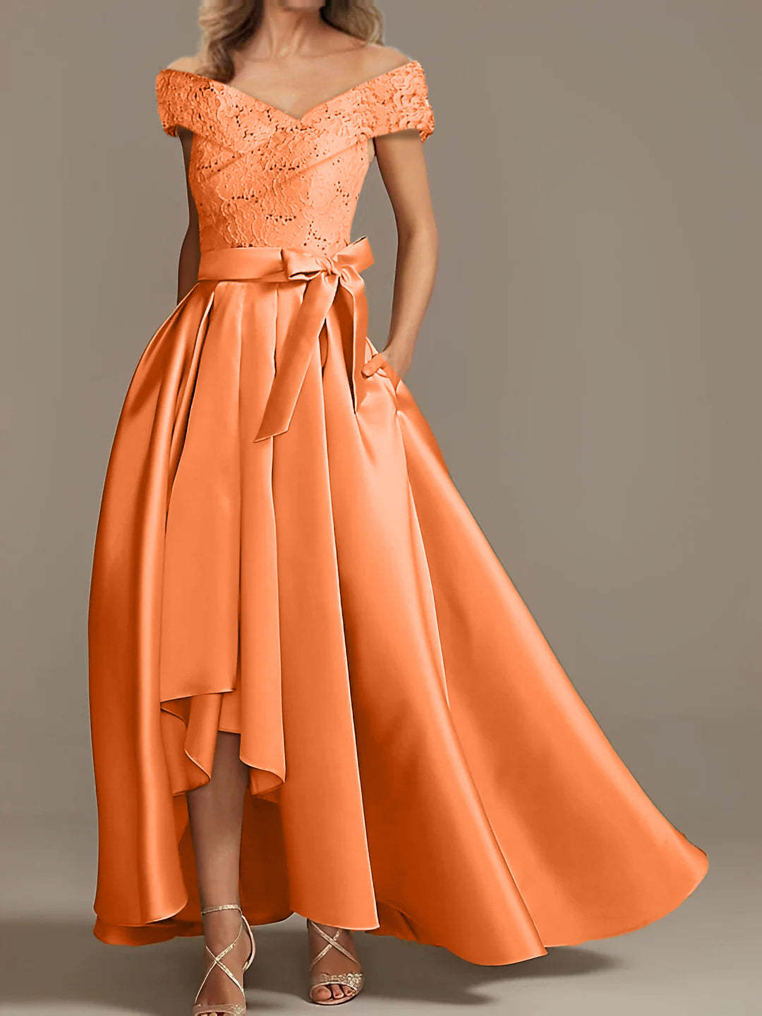 Off-the-Shoulder Asymmetrical A-Line Mother of the Bride Dresses with Ruffles