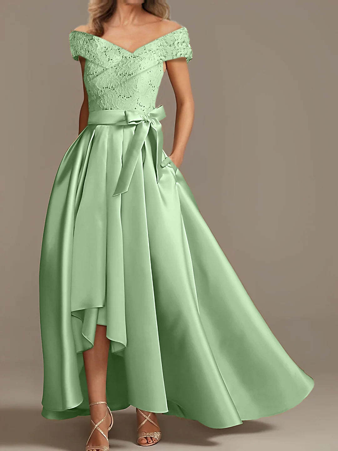 Off-the-Shoulder Asymmetrical A-Line Mother of the Bride Dresses with Ruffles