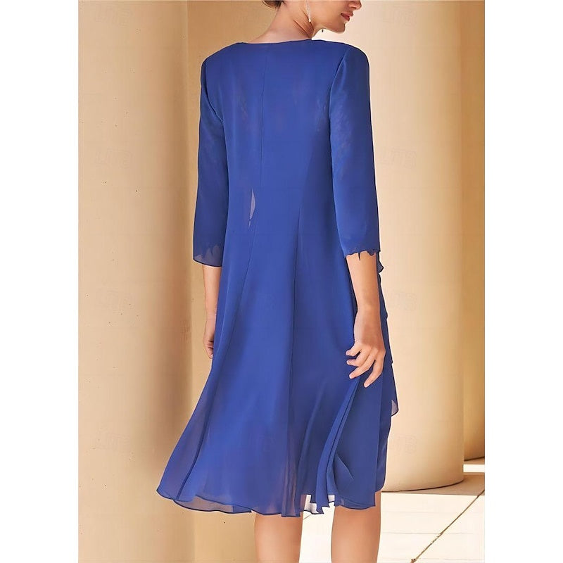 Short Sleeve Knee-Length Lace Sheath Dress for the Mother of the Bride