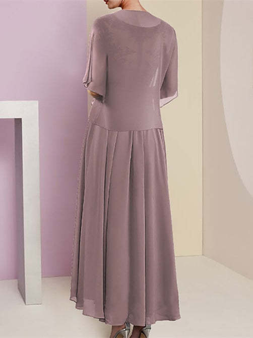 Short Sleeve A-Line Princess Jacket Dress for the Mother of the Bride