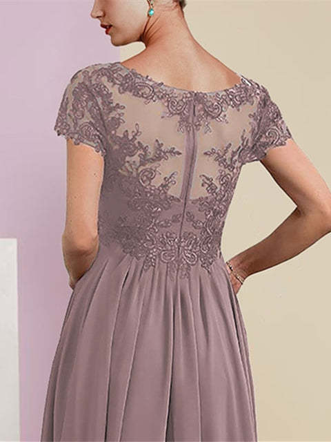 Short Sleeve A-Line Princess Jacket Dress for the Mother of the Bride