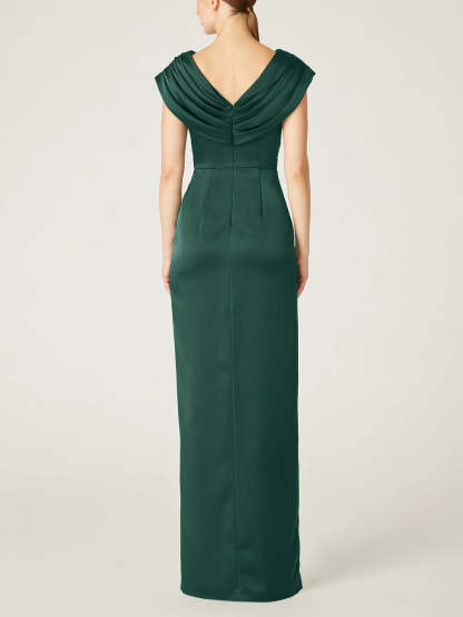 V-Neck Sleeveless Floor-Length Sheath/Column Mother Of The Bride Dress with Ruffles