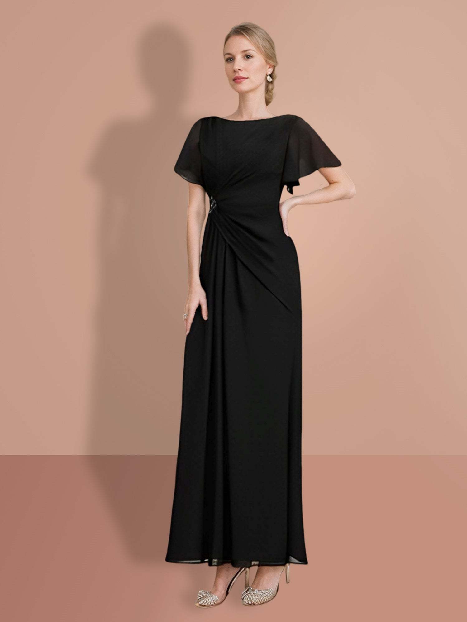Short Sleeve Ankle-Length Sheath Mother of the Bride Dresses