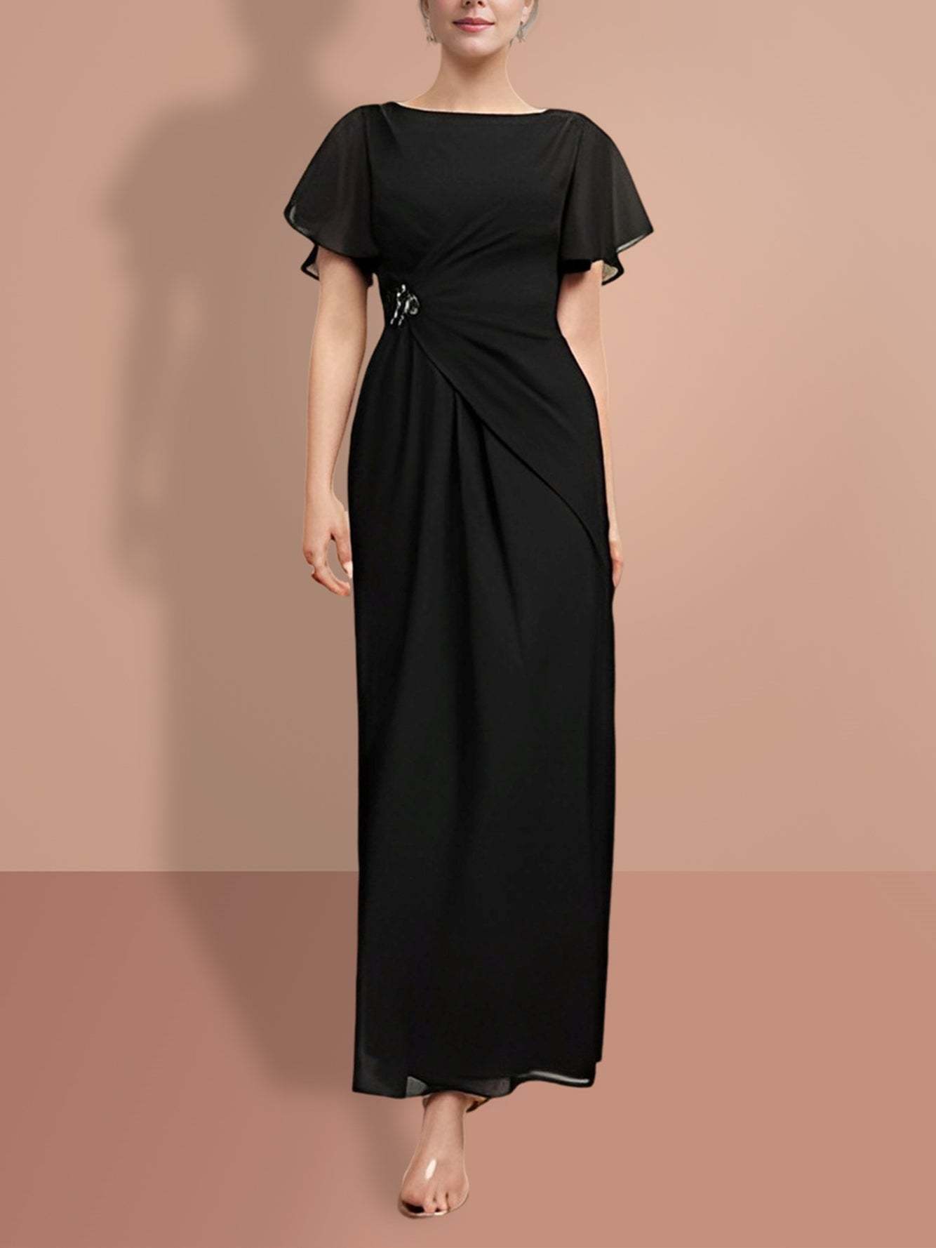 Short Sleeve Ankle-Length Sheath Mother of the Bride Dresses