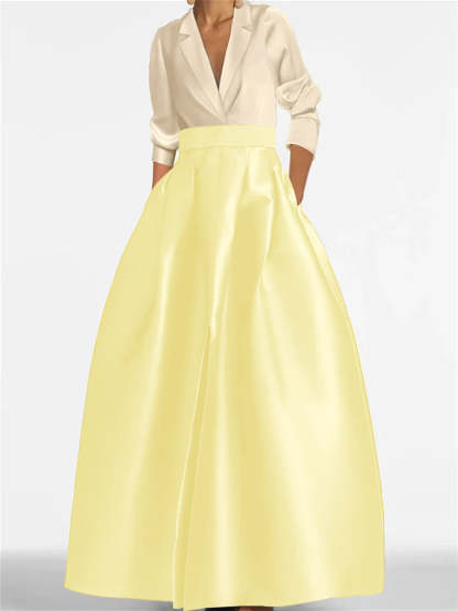 V-Neck A-Line Princess Gown with Long Sleeves and Pockets for the Mother of the Bride