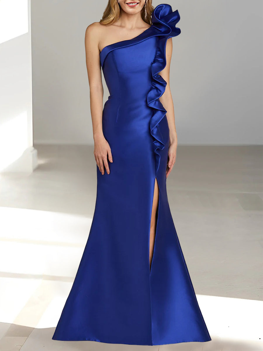 One-Shoulder Sleeveless Mermaid/Trumpet Mother Of The Bride Dress with Side Split