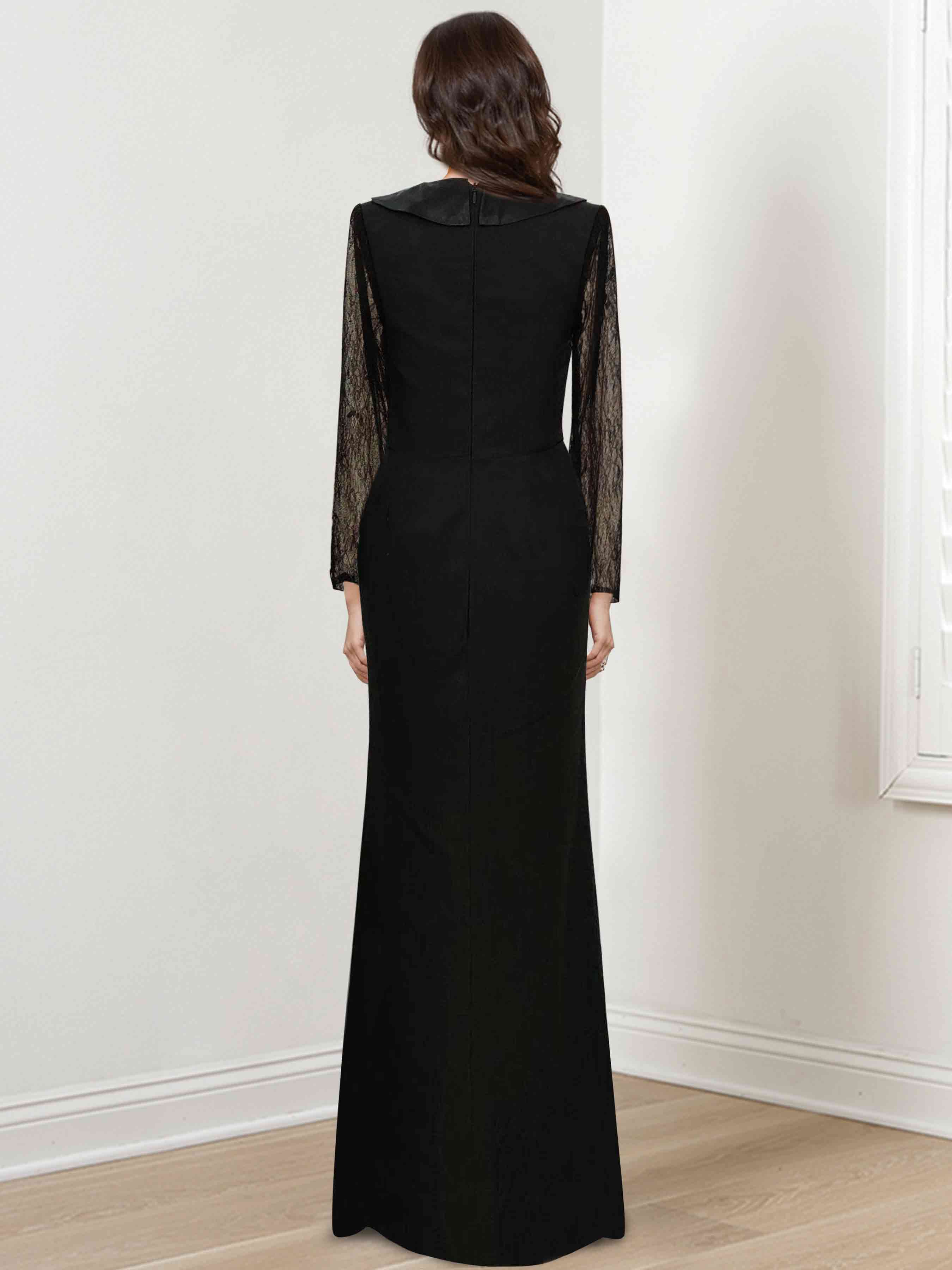 V-Neck Long Sleeve Mermaid/Trumpet Mother of the Bride Dress with Split
