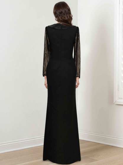 V-Neck Long Sleeve Mermaid/Trumpet Mother of the Bride Dress with Split