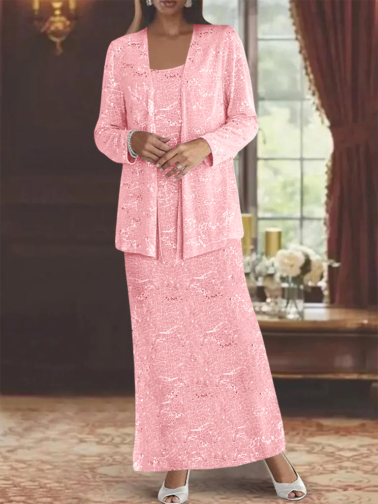 Ankle-length Chiffon Mother of the Bride Dress with Sequins and Jacket