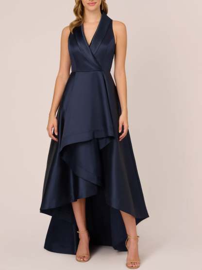 V-Neck Sleeveless A-Line Princess Asymmetrical Dress for Mother of the Bride & Groom